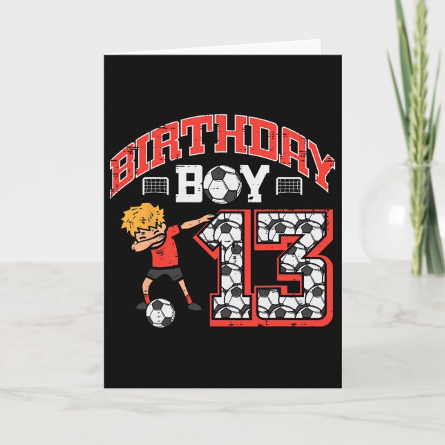 Birthday Boy 13 Soccer Dab 13th Year Old Bday Spor Card (Front)