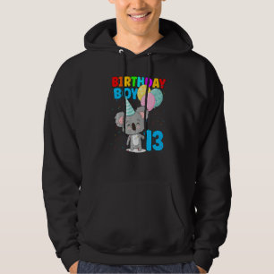 Birthday Boy 13th Koala Bear 13 Years Old Themed K Hoodie