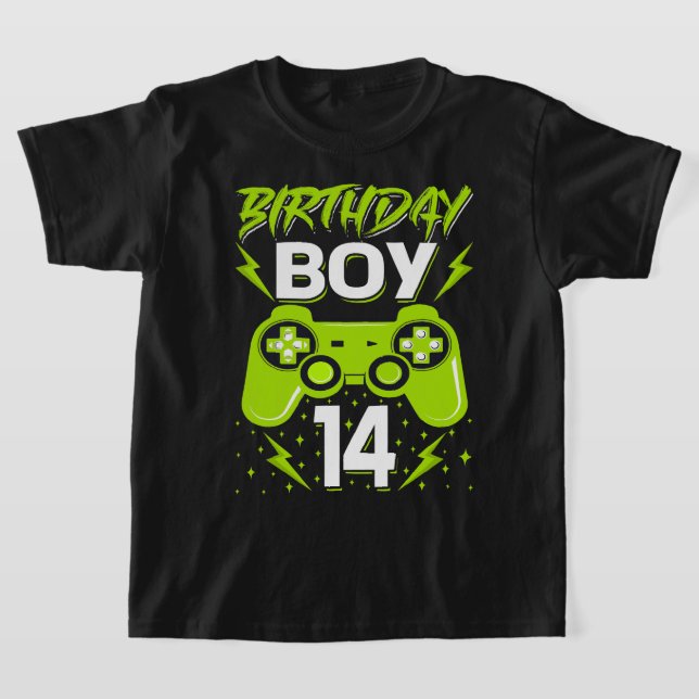 Birthday Boy 14 Video Game Controller Gamer 14th B T-Shirt (Laydown)