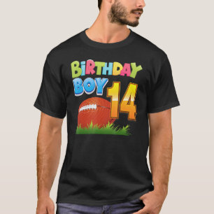Birthday Boy 14 Years Old 14th Birthday Football P T-Shirt