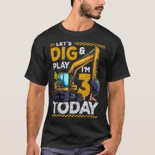 Birthday Boy 3 Construction 3rd Birthday Excavator T-Shirt