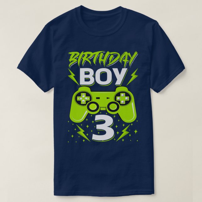Birthday Boy 3 Video Game Controller Gamer 3rd Bir T-Shirt (Design Front)