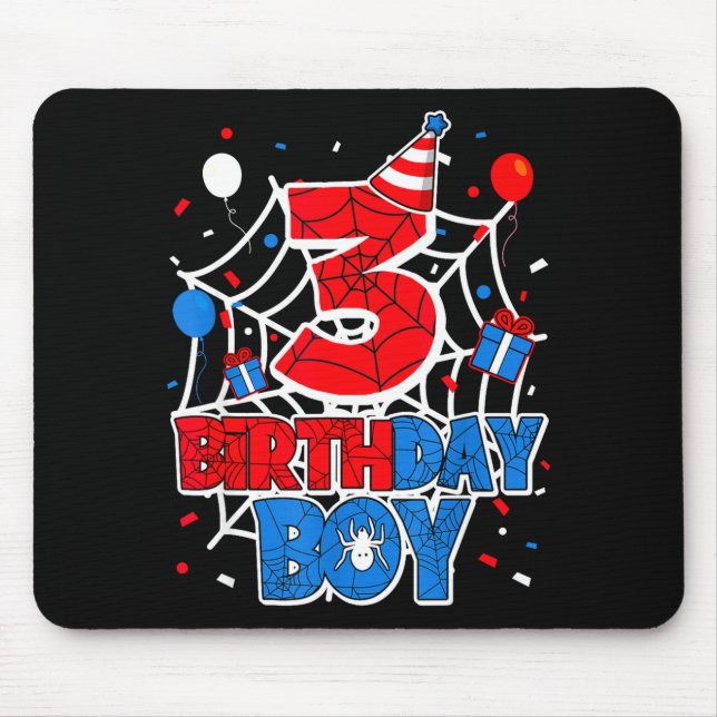 Birthday Boy 3 Year Old Sders 3rd Birthday Kids  Mouse Mat (Front)
