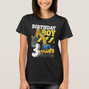 Birthday Boy 3rd Birthday Excavator Construction V T-Shirt