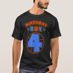 Birthday Boy 4 Basketball Theme Bday Party 4th Cel T-Shirt