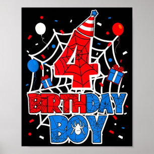 Birthday Boy 4 Year Old Sders 4th Birthday Kids Poster