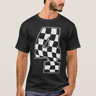 Birthday Boy 4th Race Chequered Flag 4 Racing Part T-Shirt