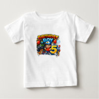 Birthday Boy 5 Toddler T-Shirt – Fun Cartoon 5th 