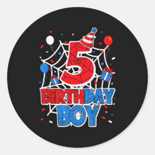 Birthday Boy 5 Year Old Sders 5th Birthday Kids  Classic Round Sticker