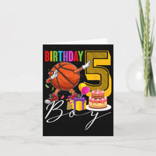 Birthday Boy 5 Years Old Dabbing Bysketbyll Byll 5 Card