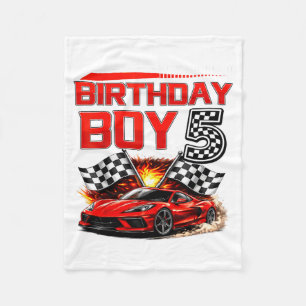 Birthday Boy 5 Years Race Car 5th Birthday Racing Fleece Blanket
