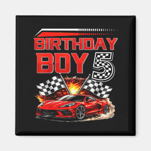 Birthday Boy 5 Years Race Car 5th Birthday Racing Magnet