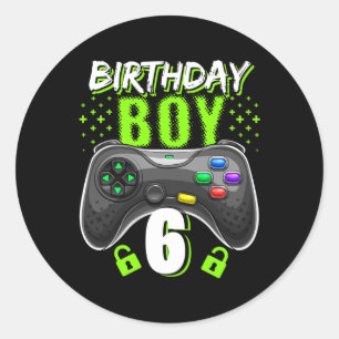 Birthday Boy 6 Video Game Controller Gamer 6th Bir Classic Round Sticker