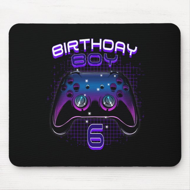 Birthday Boy 6 Video Game Controller Gamer 6th Bir Mouse Mat (Front)
