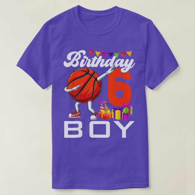 Birthday Boy 6 Years Old Dabbing Basketball Ball 6 T-Shirt (Design Front)