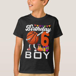 Birthday Boy 6 Years Old Dabbing Bysketbyll Byll 6 T-Shirt
