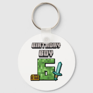 Birthday Boy 6th Birthday I'm 6 Year Old Gamer Pix Key Ring