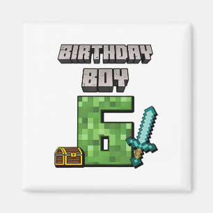 Birthday Boy 6th Birthday I'm 6 Year Old Gamer Pix Magnet