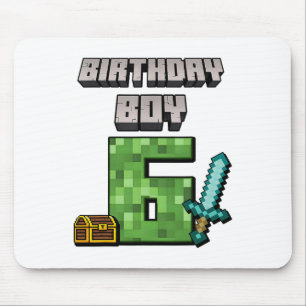 Birthday Boy 6th Birthday I'm 6 Year Old Gamer Pix Mouse Mat