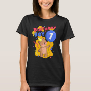 Birthday Boy 7 Cute Bear Motif Seventh Birthday Fr T-Shirt