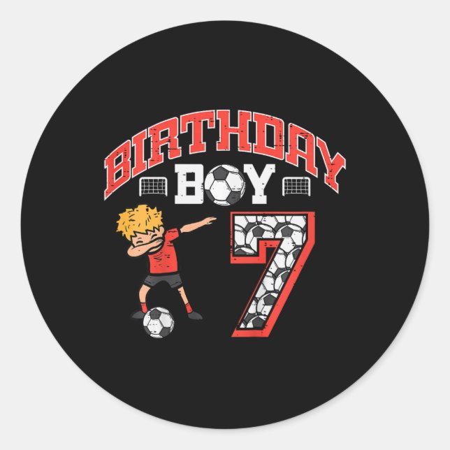 Birthday Boy 7 Soccer Dab 7th Seven Year Old Bday  Classic Round Sticker (Front)