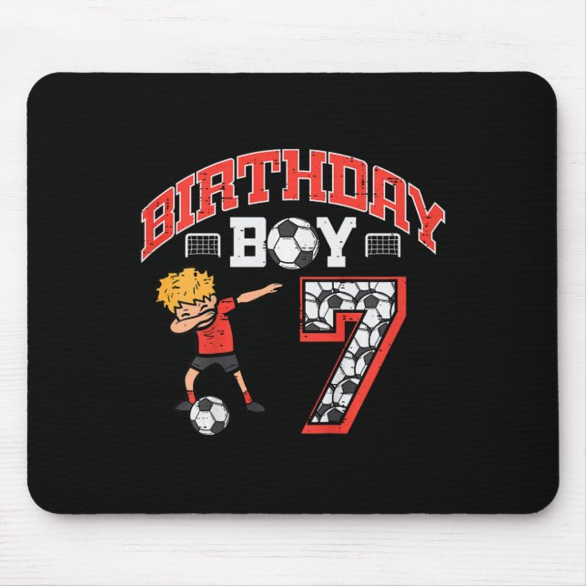 Birthday Boy 7 Soccer Dab 7th Seven Year Old Bday  Mouse Mat (Front)