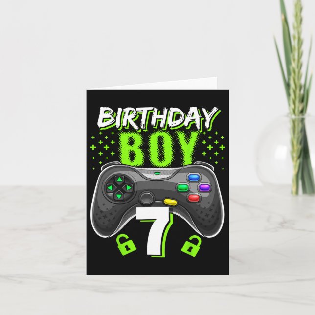 Birthday Boy 7 Video Game Controller Gamer 7th Bir Card (Front)