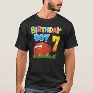 Birthday Boy 7 Years Old 7th Birthday Football Pla T-Shirt
