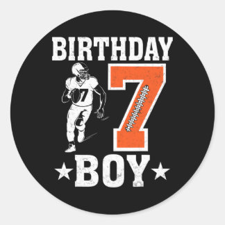 Birthday Boy 7 Years Old Football Lover 7th Birthd Classic Round Sticker