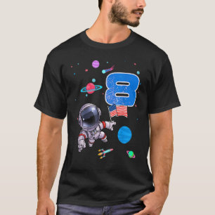 Birthday Boy 8 Years Old 8th Birthday Astronaut T-Shirt