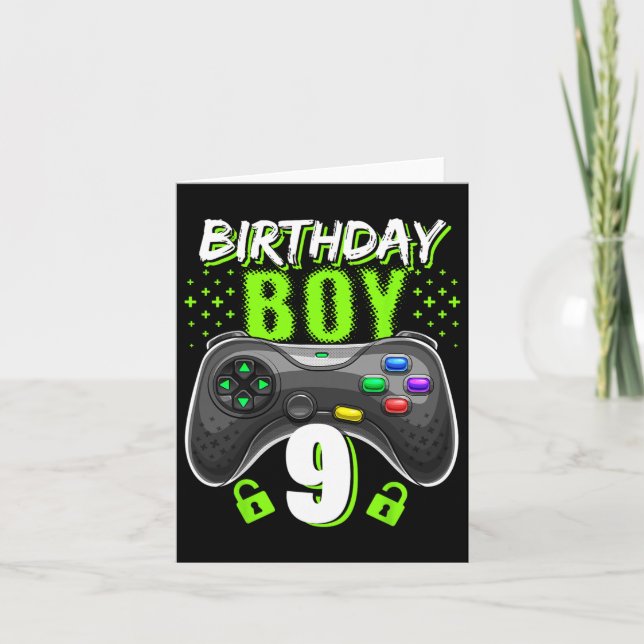 Birthday Boy 9 Video Game Controller Gamer 9th Bir Card (Front)