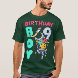 Birthday Boy 9 Year Old, Astronaut, Space Rocket, T-Shirt