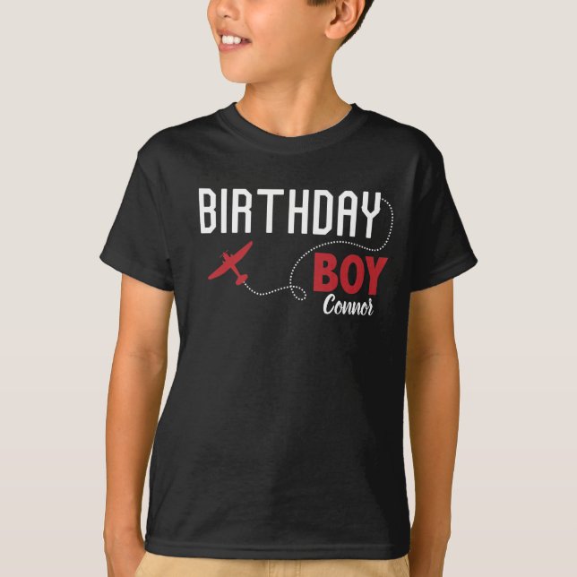 Birthday Boy Airplane Flight Crew sibling T-Shirt (Front)