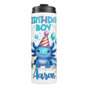 Birthday Boy Axolotl Vibes Cute Party Design Thermal Tumbler