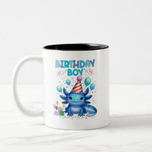 Birthday Boy Axolotl Vibes Cute Party Design Two-Tone Coffee Mug