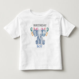 Birthday Boy   Baby Elephant & Balloons Toddler T-Shirt