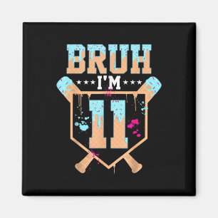 Birthday Boy Baseball Ice Cream Drip Bruh Im 11 Ye Magnet