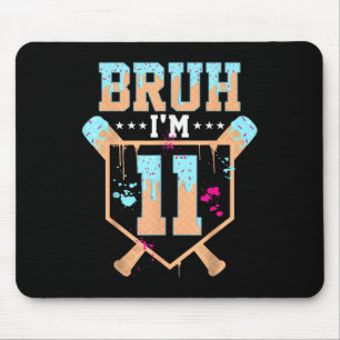 Birthday Boy Baseball Ice Cream Drip Bruh Im 11 Ye Mouse Mat