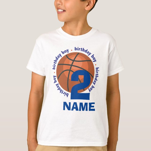 birthday boy basketball - customised name and age T-Shirt (Front)