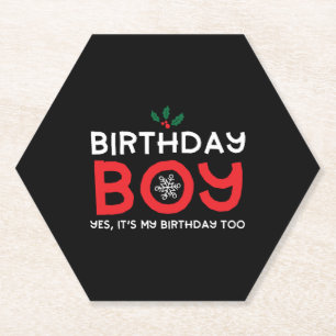 Birthday Boy - Birthday on Christmas Paper Coaster