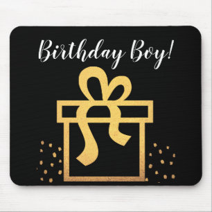 Birthday Boy Black and Gold Faux Foil Mouse Mat