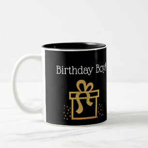 Birthday Boy Black and Gold Faux Foil Two-Tone Coffee Mug