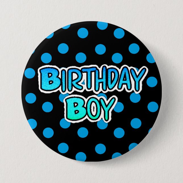 Birthday Boy Blue and Black Button (Front)