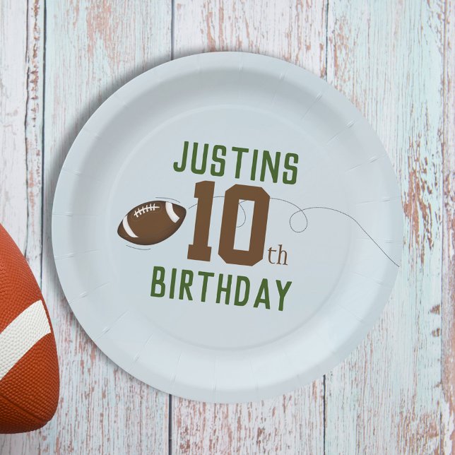 Birthday Boy Blue Custom Football  Paper Plate (Creator Uploaded)