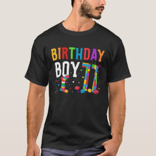 Birthday Boy Building Blocks 11 Year's Old 2 T-Shirt