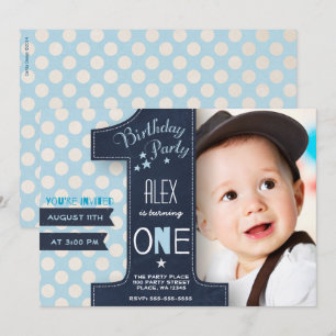 Birthday boy chalkboard One First Invitation