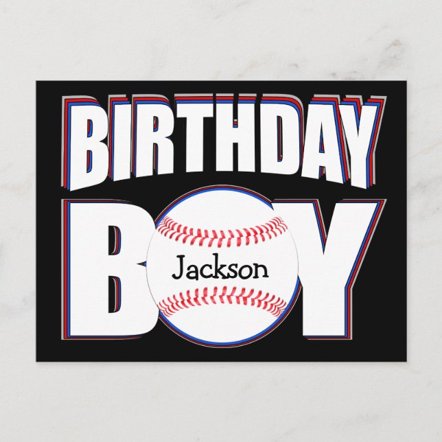 Birthday Boy Custom Baseball Player Name Postcard (Front)