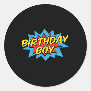 Birthday Boy Cute Kids Superhero Matching Comic Bi Classic Round Sticker