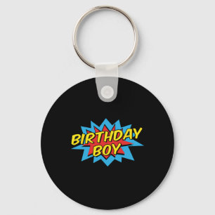 Birthday Boy Cute Kids Superhero Matching Comic Bi Key Ring