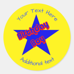 Birthday Boy Cute Personalised Classic Round Sticker